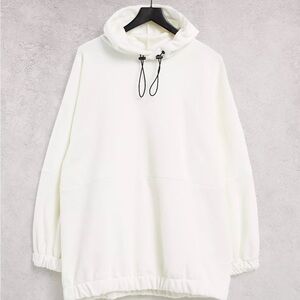 Topshop oversized fleece hoodie in ecru cream size 4